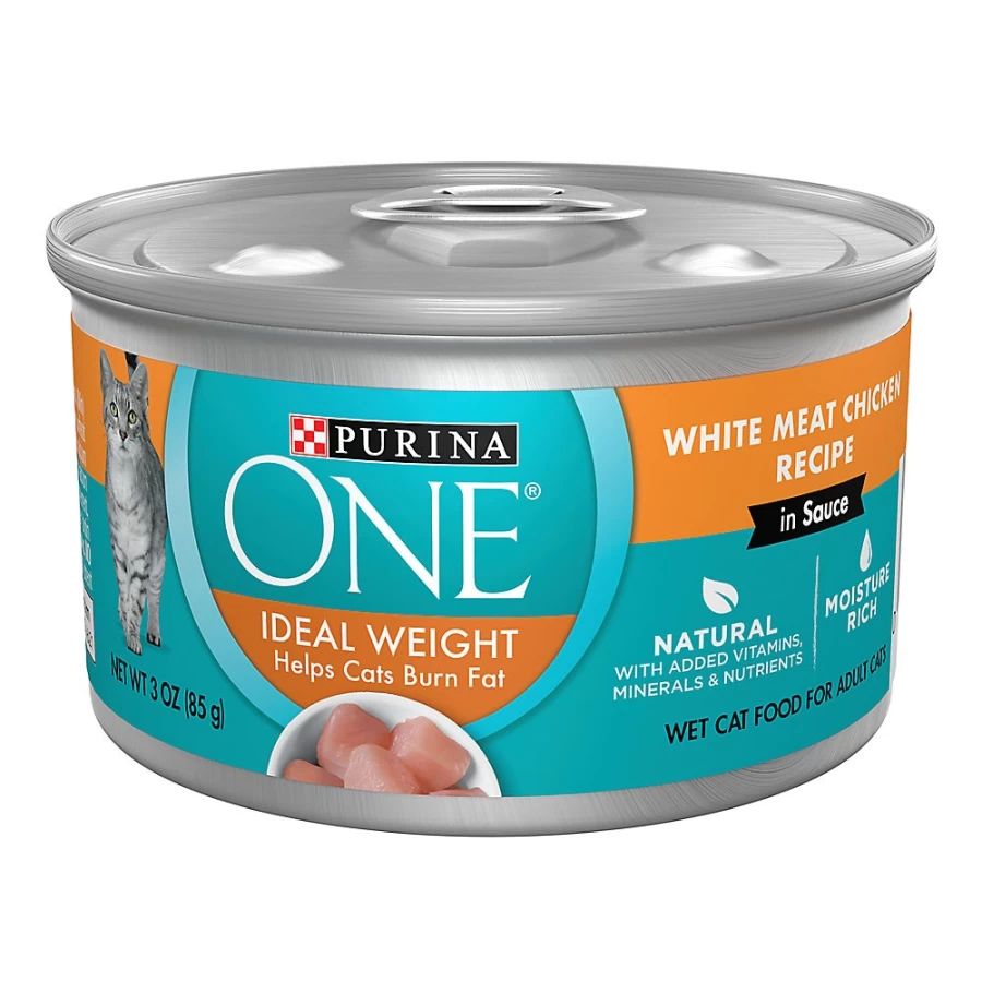Purina ONE Ideal Weight Adult Cat Wet Food for Weight Management - 3.33 oz. Can, Natural Chicken Recipe | PetSmart
