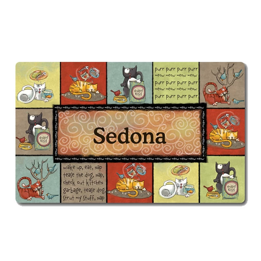 "PetSmart Drymate Kitty Chaos Personalized Cat Mat - Custom Non-Slip Pet Feeding Mat"