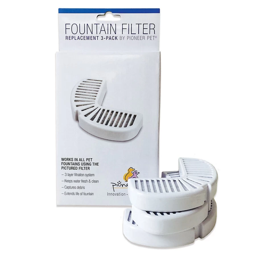 PetSmart Pioneer Pet Raindrop Ceramic Stainless Steel Water Fountain Replacement Filters - 3 Pack for Cats & Dogs