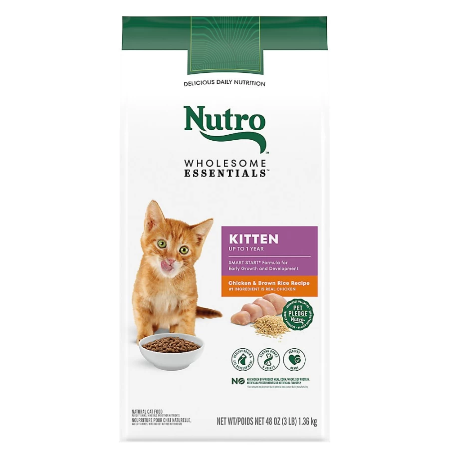 PetSmart Nutro Wholesome Essentials Natural Kitten Dry Cat Food with Chicken & Brown Rice, Non-GMO Formula