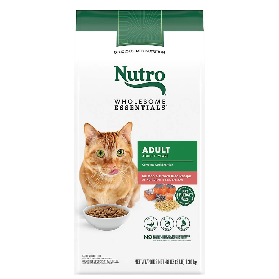 PetSmart Nutro Wholesome Essentials Natural Adult Dry Cat Food with Salmon & Brown Rice - Non-GMO Recipe