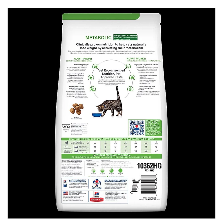 PetSmart Hill's Prescription Diet Metabolic Weight Management Dry Cat Food, Chicken Flavor, Vet Recommended for Healthy Weight