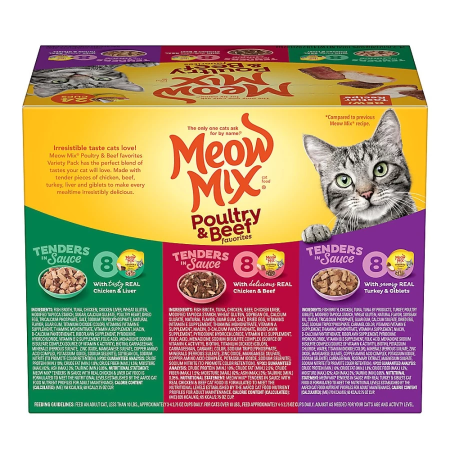 PetSmart Meow Mix Tender Favorites Wet Cat Food - Chicken, Liver, Beef, Turkey & Giblets Recipe for All Life Stages