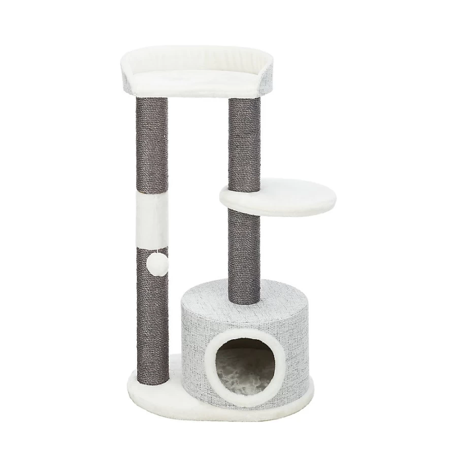 PetSmart Trixie 39-inch Cat Tree with Scratching Post, Gray - Tall Cat Tower for Climbing & Play