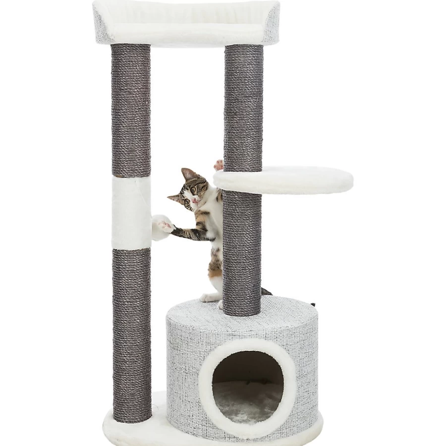 PetSmart Trixie 39-inch Cat Tree with Scratching Post, Gray - Tall Cat Tower for Climbing & Play