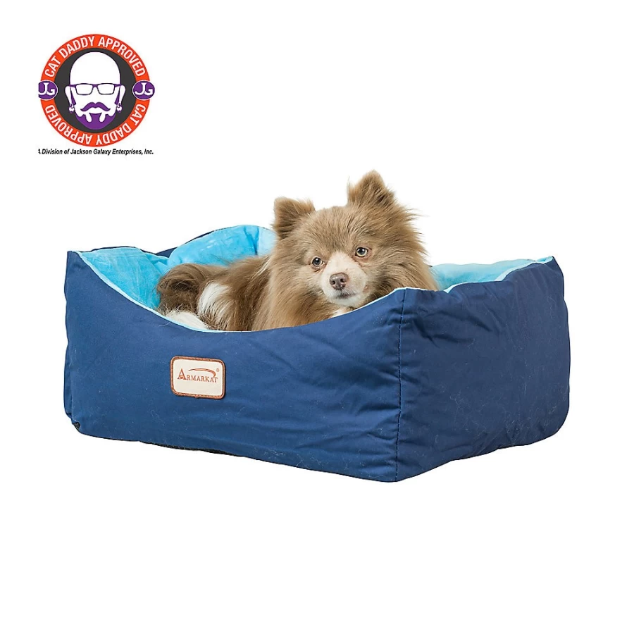 PetSmart Armarkat Navy Blue Plush Cuddler Cat Bed for Cozy Comfort