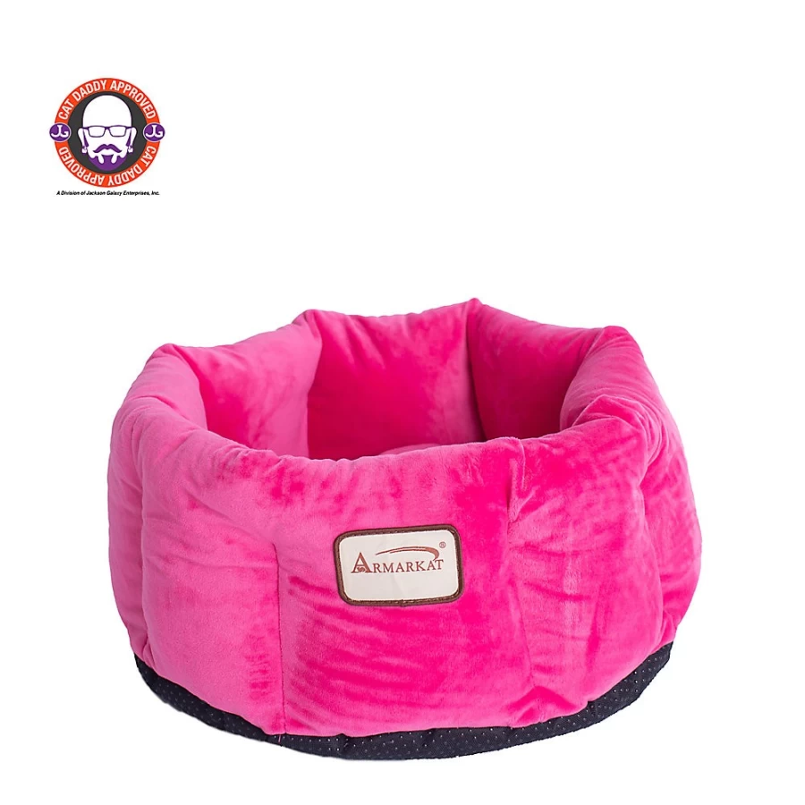 PetSmart Armarkat Velvet Plush Cat Bed - Soft Hot Pink Cuddler for Cozy Kitty Naps