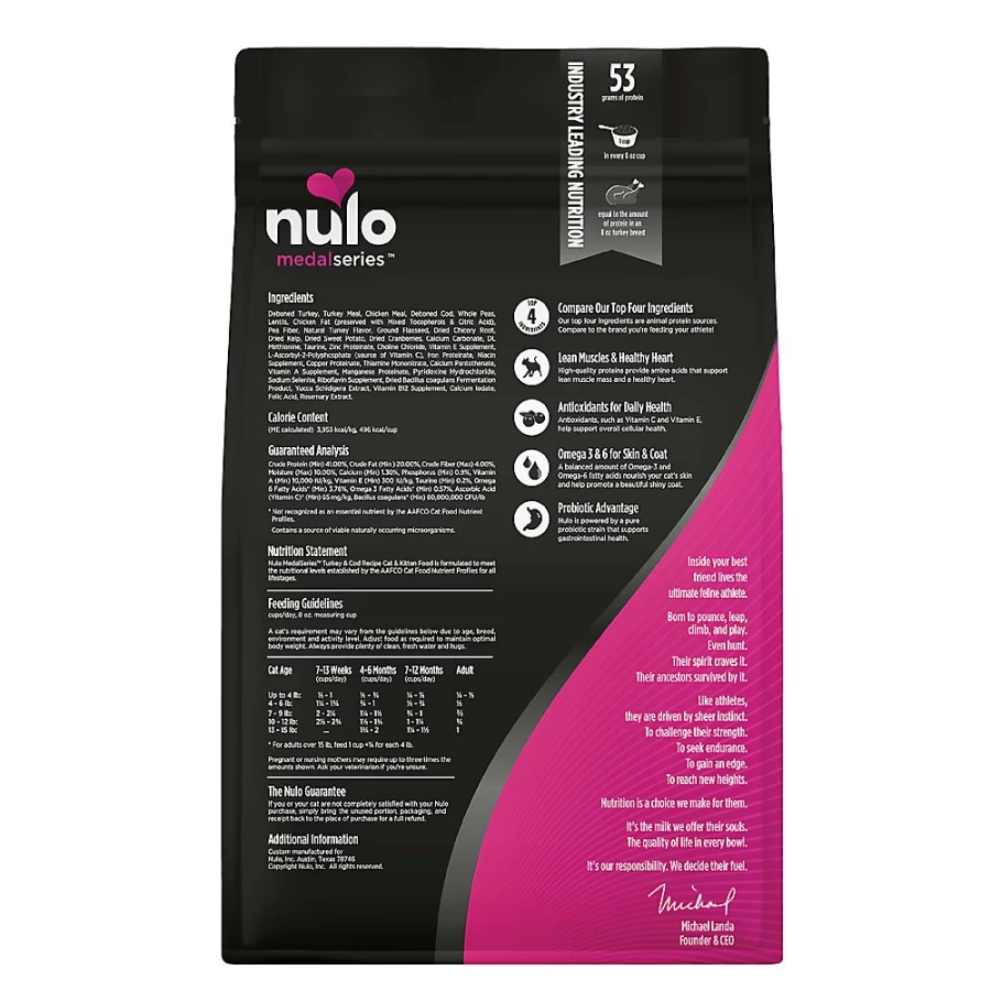 "Nulo MedalSeries Grain-Free Dry Cat Food for All Life Stages - Turkey & Cod Recipe | PetSmart"