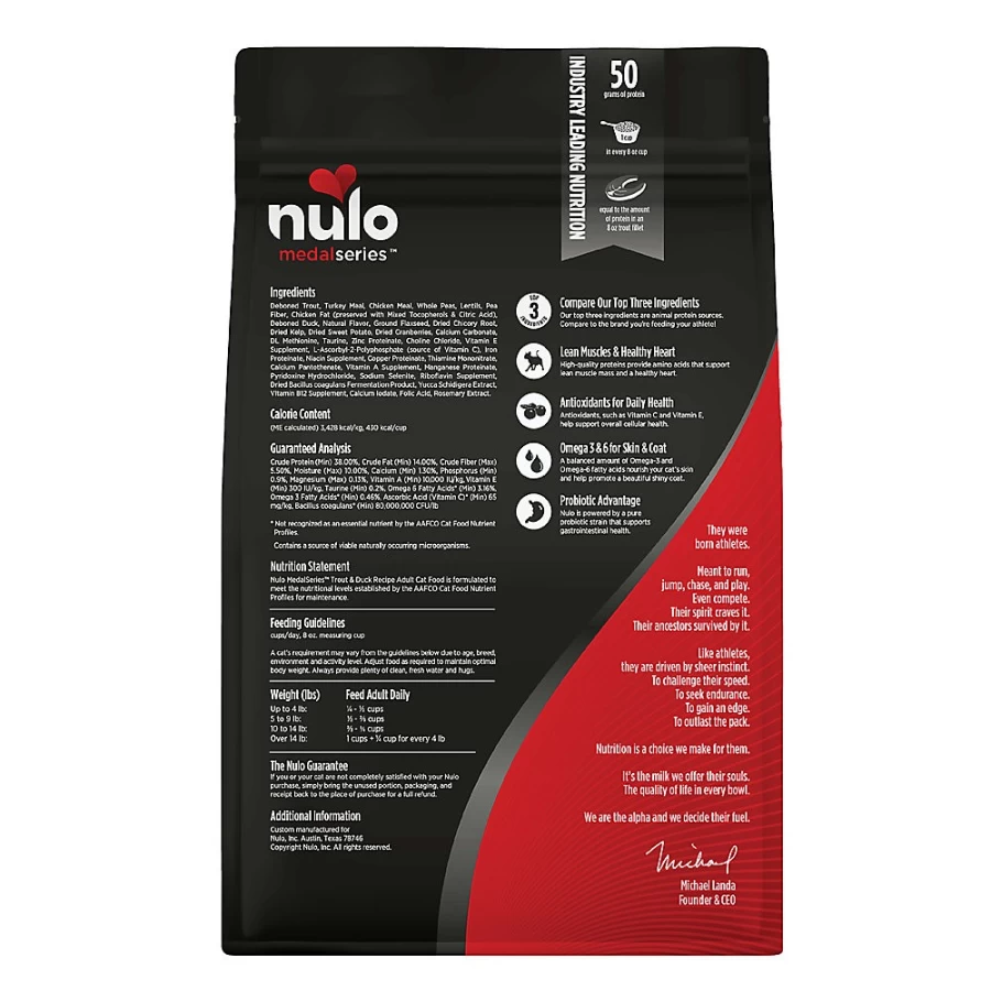 PetSmart Nulo MedalSeries Grain-Free Adult Dry Cat Food with Trout & Duck Recipe
