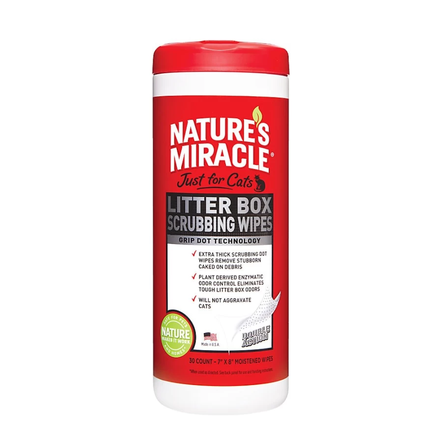 PetSmart Nature's Miracle Litter Box Cleaning Wipes for Cats – Biodegradable & Scented