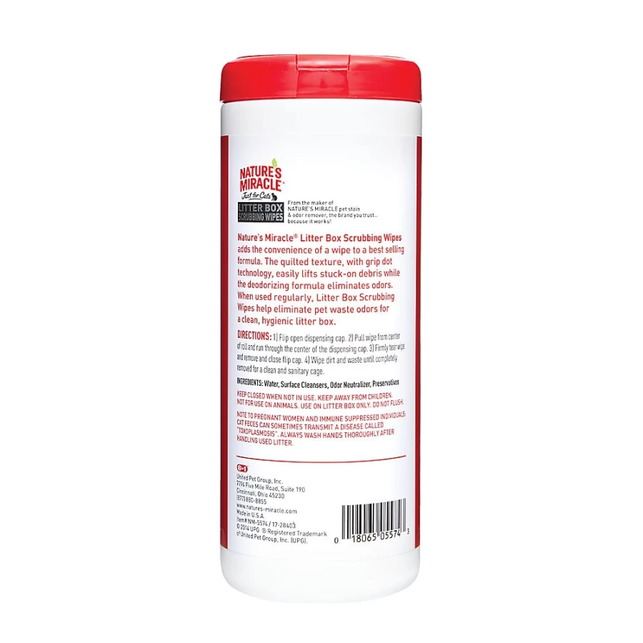 PetSmart Nature's Miracle Litter Box Cleaning Wipes for Cats – Biodegradable & Scented