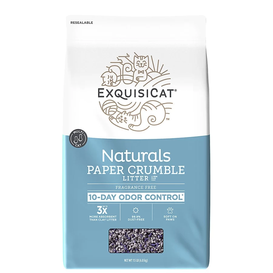 PetSmart ExquisiCat Naturals Multi-Cat Clumping Paper Litter - Unscented, Low Dust, Natural, Eco-Friendly