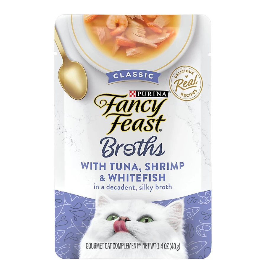 PetSmart Fancy Feast Broths Grain-Free Wet Cat Food for Adults, 1.55 oz. - Limited Ingredient Recipe