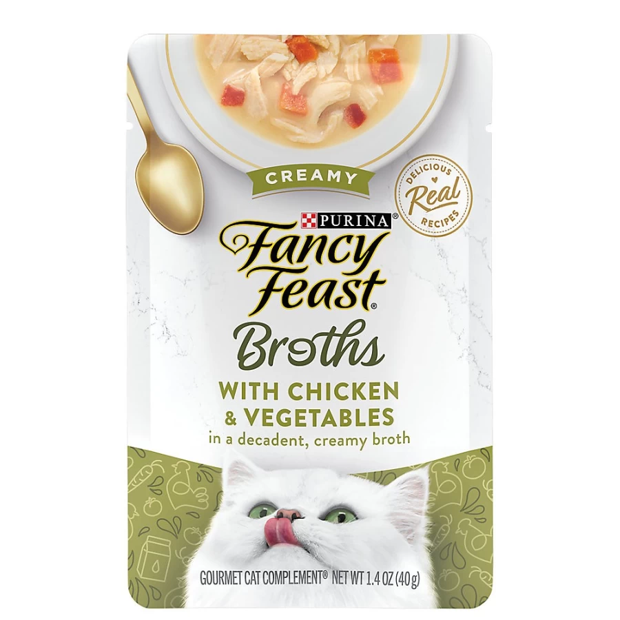 PetSmart Fancy Feast Broths Grain-Free Wet Cat Food for Adults, 1.55 oz., Limited Ingredient Recipe