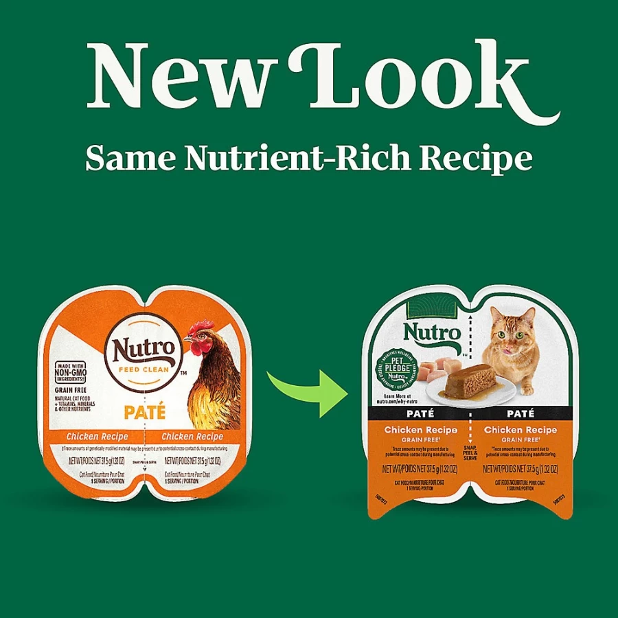 PetSmart Nutro Perfect Portions Grain-Free Wet Cat Food Pate for Adult Cats - 2.64oz Trays, High Protein, Natural Ingredients