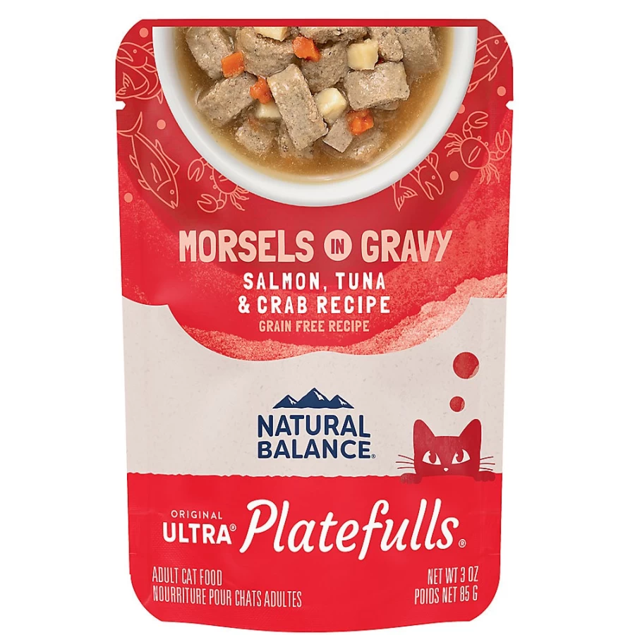PetSmart Grain Free Natural Balance Platefulls Adult Cat Food with Salmon, Tuna & Crab - High Protein Recipe