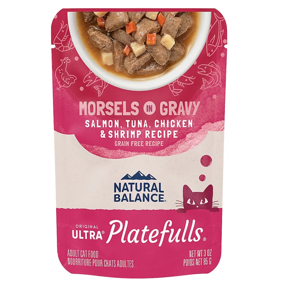 PetSmart Grain Free Natural Balance Platefulls Indoor Adult Cat Food with Salmon, Tuna, Chicken & Shrimp