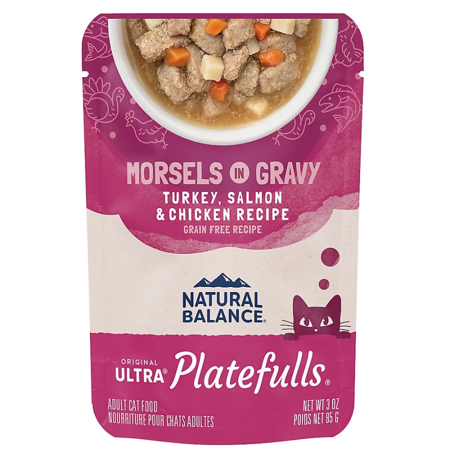 PetSmart Grain-Free Natural Balance Platefulls Indoor Adult Cat Food with Turkey, Salmon & Chicken Recipe