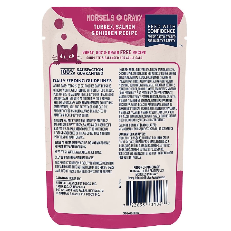 PetSmart Grain-Free Natural Balance Platefulls Indoor Adult Cat Food with Turkey, Salmon & Chicken Recipe