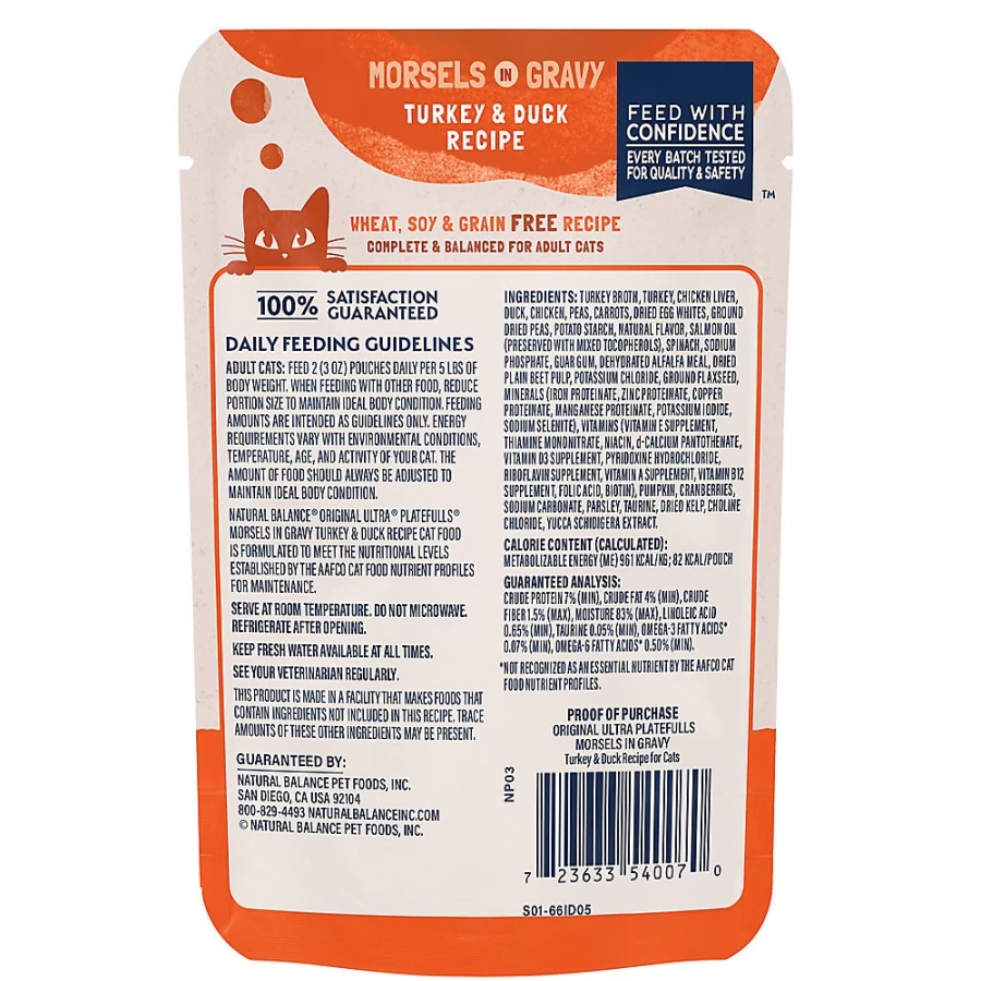 PetSmart Grain-Free Natural Balance Platefulls Indoor Adult Cat Food with Turkey & Duck Recipe