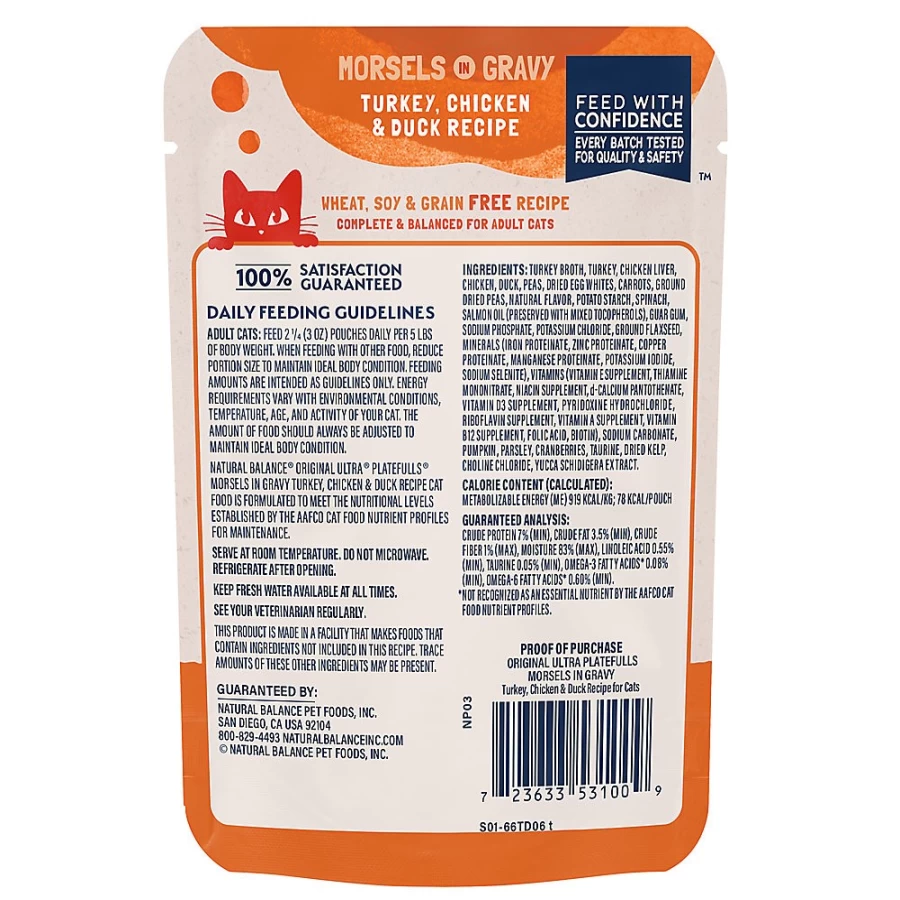 PetSmart Grain-Free Natural Balance Platefulls Cat Food with Turkey, Chicken & Duck Recipe