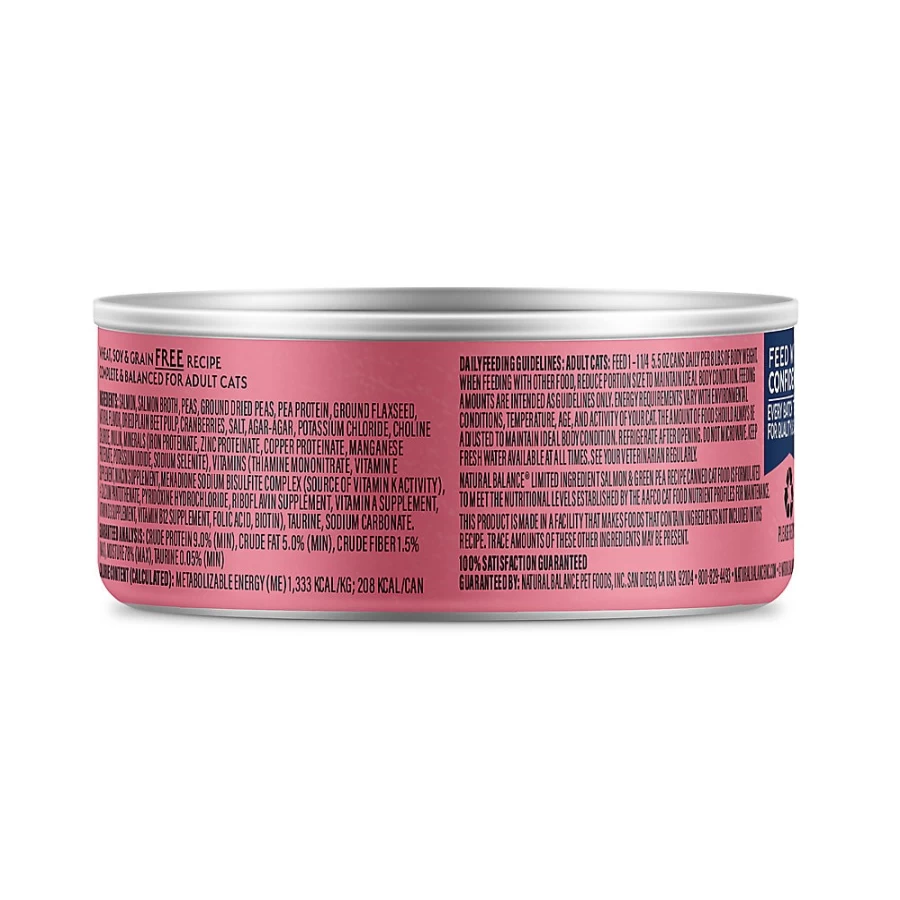 PetSmart Natural Balance Grain-Free Limited Ingredient Cat Food - Salmon & Green Pea Recipe for Sensitive Stomachs
