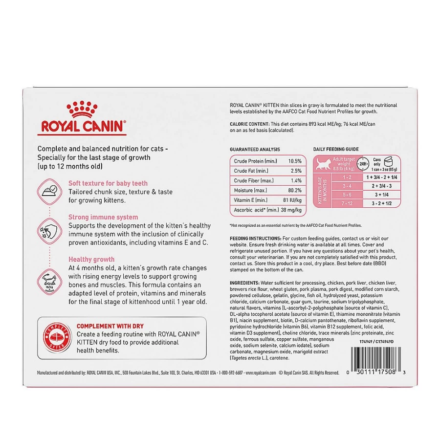 Royal Canin Feline Health Nutrition Kitten Thin Slices in Gravy Wet Cat Food 3 oz Cans - 12-Pack | PetSmart