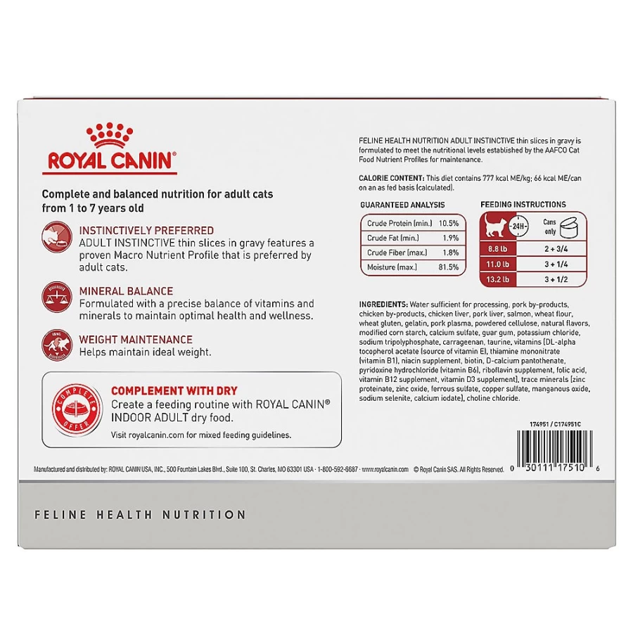 "PetSmart Royal Canin Adult Instinctive Thin Slices in Gravy Wet Cat Food, 3 oz Cans, 12-Pack for Optimal Feline Nutrition"
