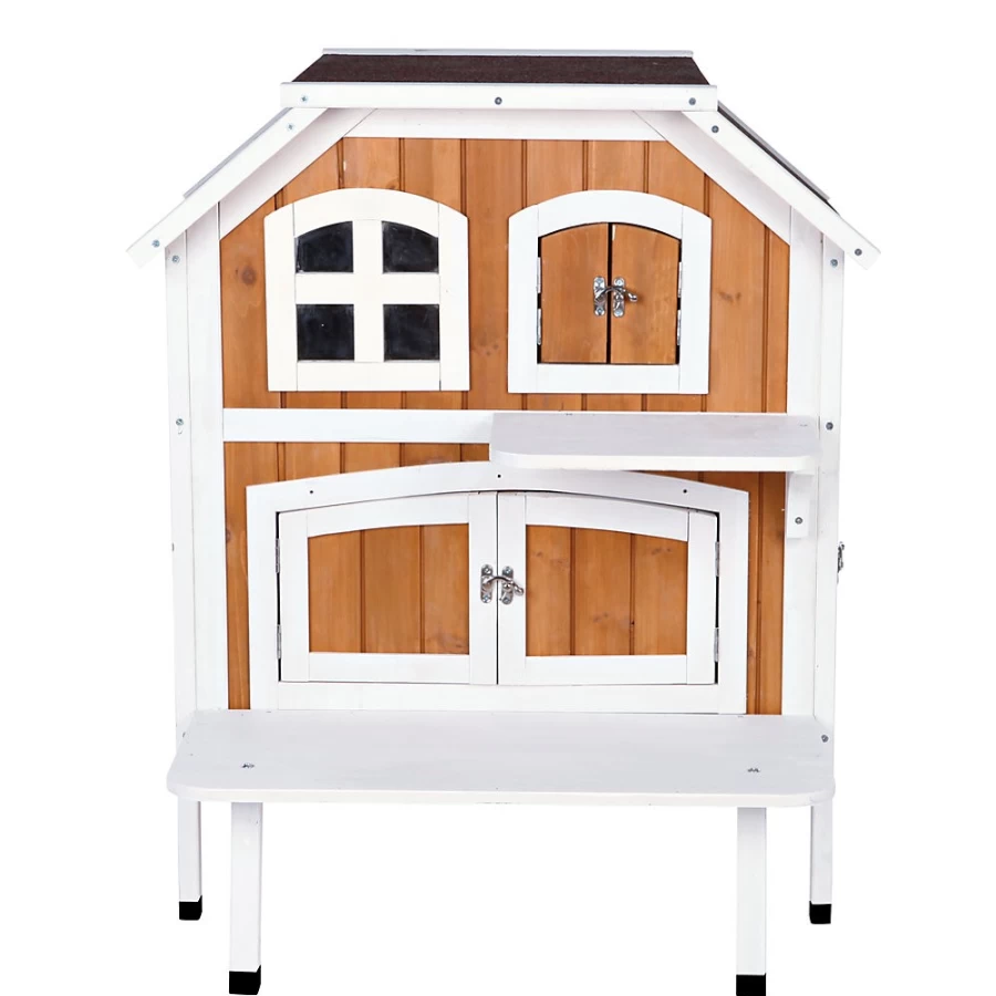 PetSmart Trixie 2-Story Cat House - Cozy Wooden Cat Cottage with Climbing Ladder for Indoor Cats