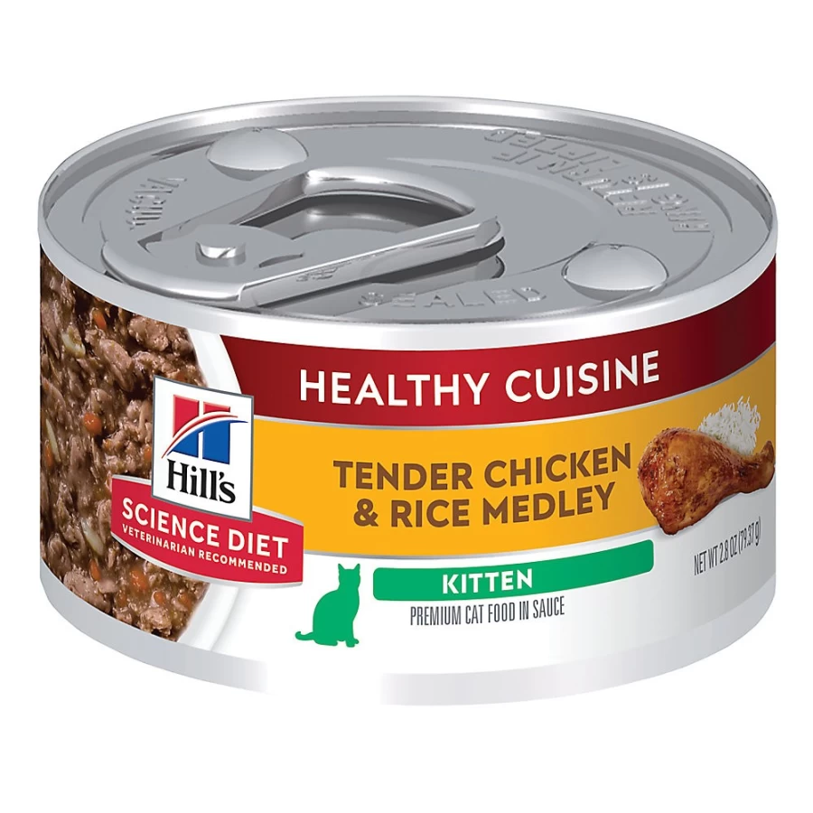 Hill's Science Diet Healthy Cuisine Kitten Wet Cat Food with Chunks in Gravy, 2.8 oz Can - Premium Kitten Nutrition by PetSmart