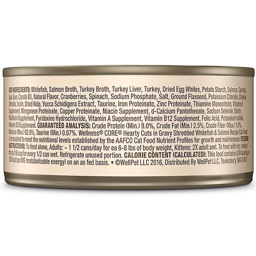 Wellness CORE Grain-Free Adult Cat Food with Whitefish & Salmon - Hearty Cuts Recipe by PetSmart