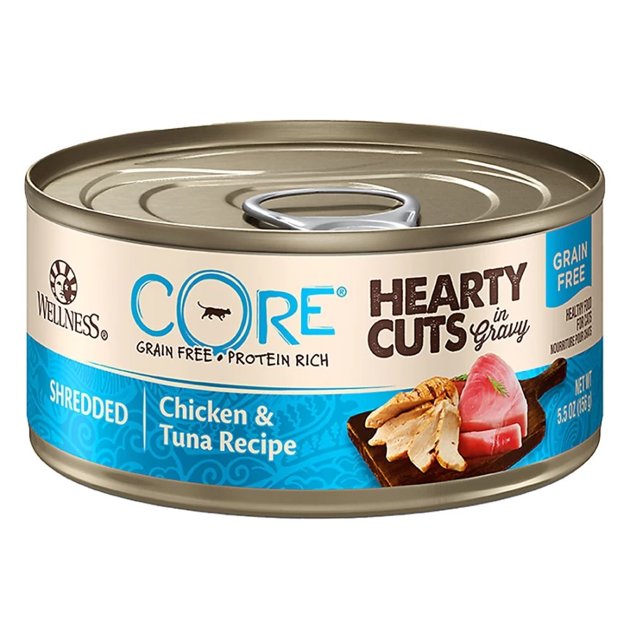 PetSmart Wellness CORE Grain-Free Adult Cat Food with Chicken & Tuna - Hearty Cuts for Optimal Feline Health