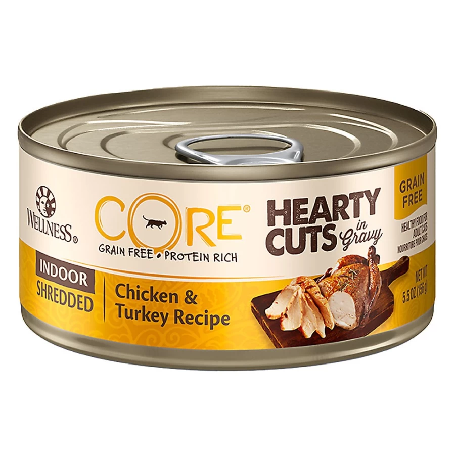 PetSmart Wellness CORE Grain-Free Indoor Adult Cat Food with Chicken & Turkey - Hearty Cuts Recipe
