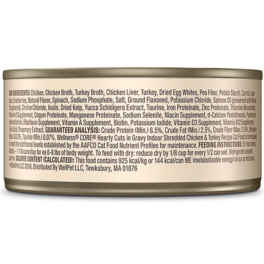 PetSmart Wellness CORE Grain-Free Indoor Adult Cat Food with Chicken & Turkey - Hearty Cuts Recipe