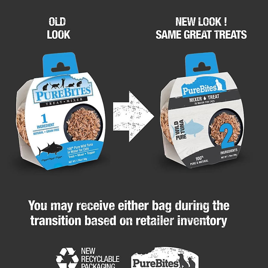 PetSmart Grain-Free PureBites Wild Tuna Natural Cat Food Topper for Enhanced Flavor & Nutrition