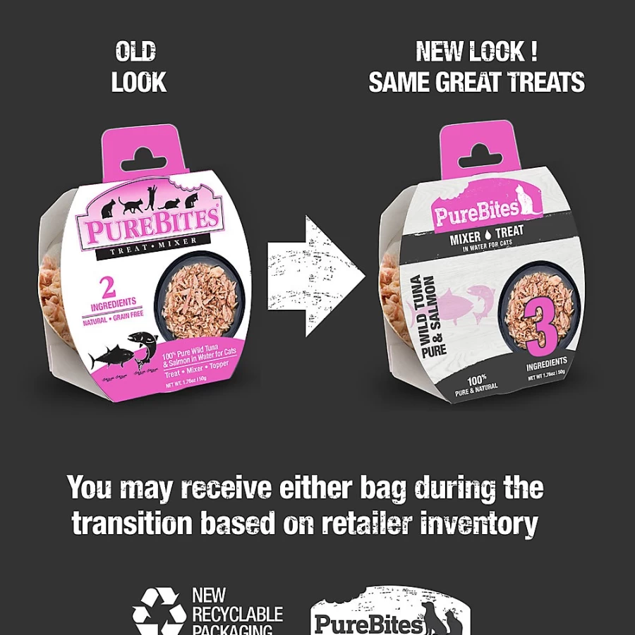 PetSmart PureBites Grain-Free Natural Cat Food Topper with Tuna & Salmon - Healthy Mixer for Cats