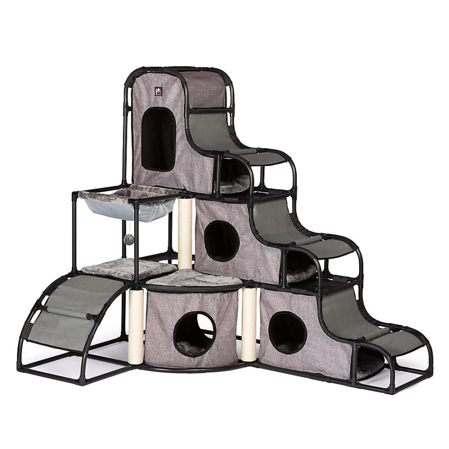 PetSmart 56-inch Gray Catville Cat Tower by Prevue Pet - Multi-Level Kitty Climbing Structure with Scratching Posts