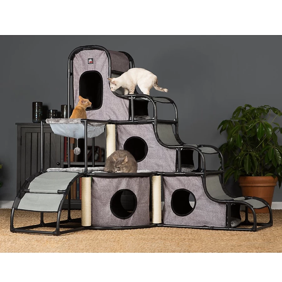 PetSmart 56-inch Gray Catville Cat Tower by Prevue Pet - Multi-Level Kitty Climbing Structure with Scratching Posts