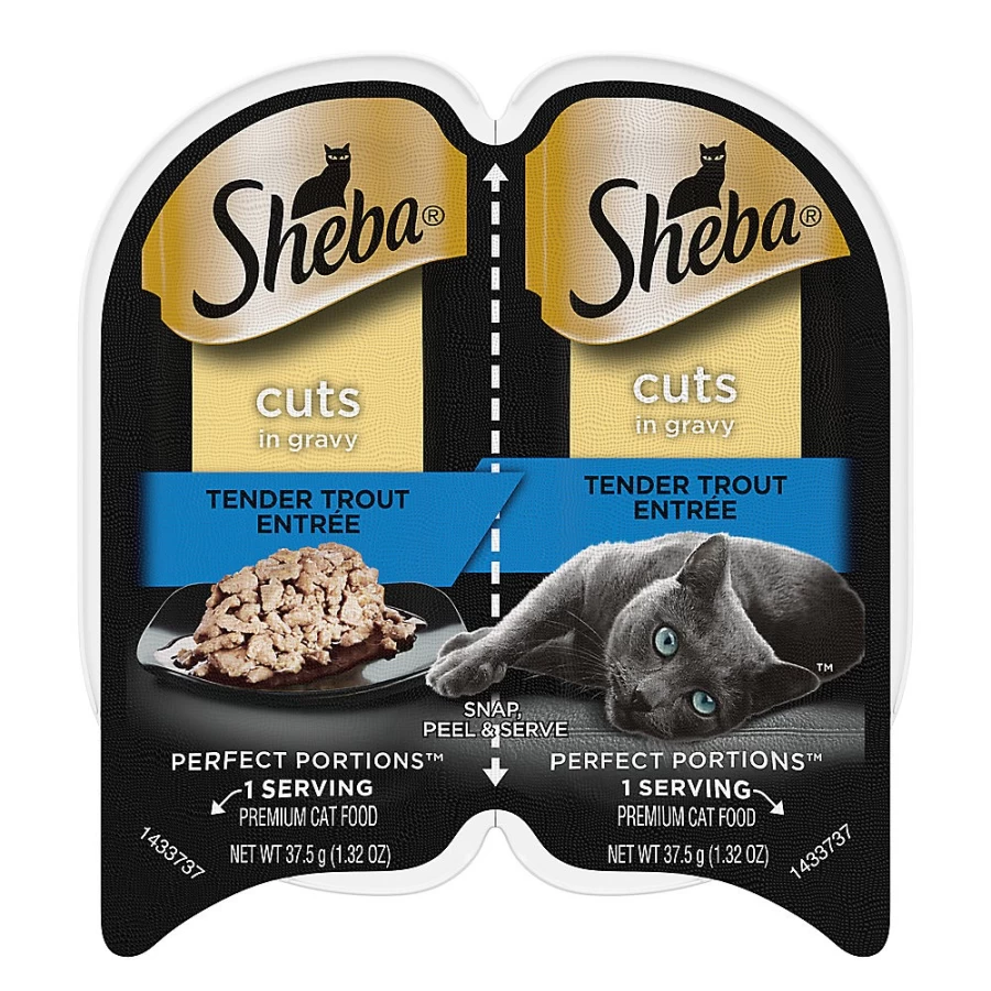 Sheba Perfect Portions Adult Wet Cat Food Trays - Delicious Cuts in Gravy, 2.65 Oz (Pack of X) | Premium Cat Food at PetSmart