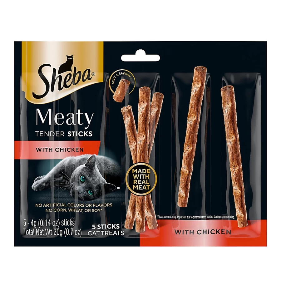 PetSmart Sheba Meaty Tender Sticks Soft Cat Treats for Adult Cats - Chicken Flavor, Savory & Delicious