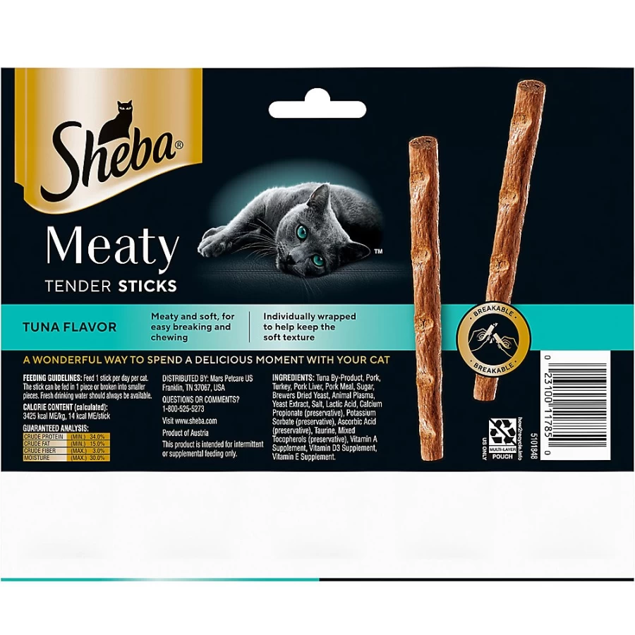 PetSmart Sheba Meaty Tender Sticks Soft Cat Treats for Adult Cats - Savory Tuna Flavor
