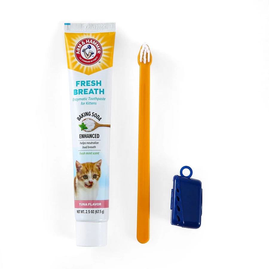 PetSmart Arm & Hammer Fresh Breath Kitten Dental Care Kit with Tuna Flavor - Cat Teeth Cleaning Set