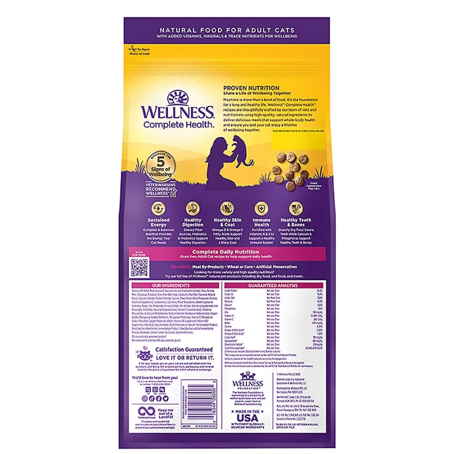 PetSmart Wellness Complete Health Grain-Free Indoor Cat Food with Salmon & Herring Meal - Natural Recipe for Adult Cats