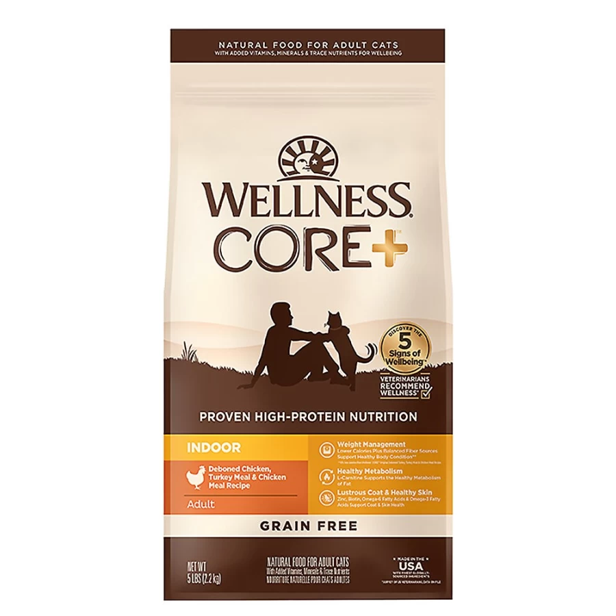 PetSmart Wellness CORE Grain-Free Indoor Adult Cat Food with Chicken & Turkey - Natural Dry Kibble for Cats