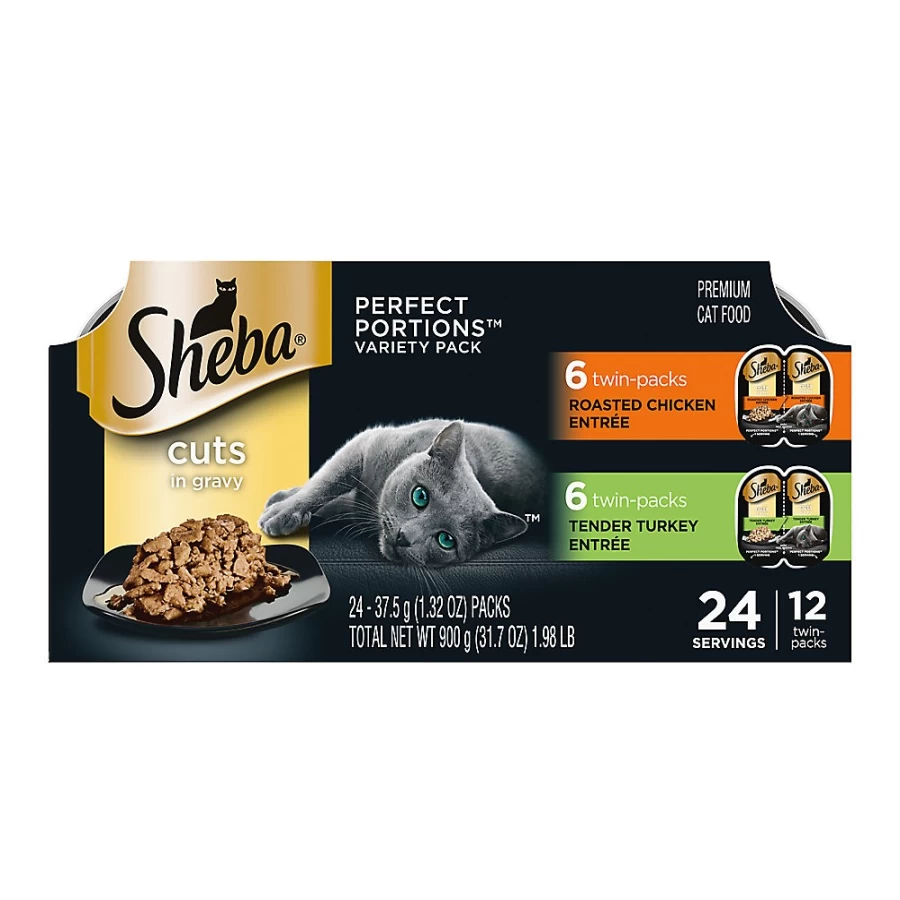 PetSmart Sheba Perfect Portions Wet Cat Food for Adults - 12 Count, Tender Cuts in Gravy, Delicious & Balanced Meal