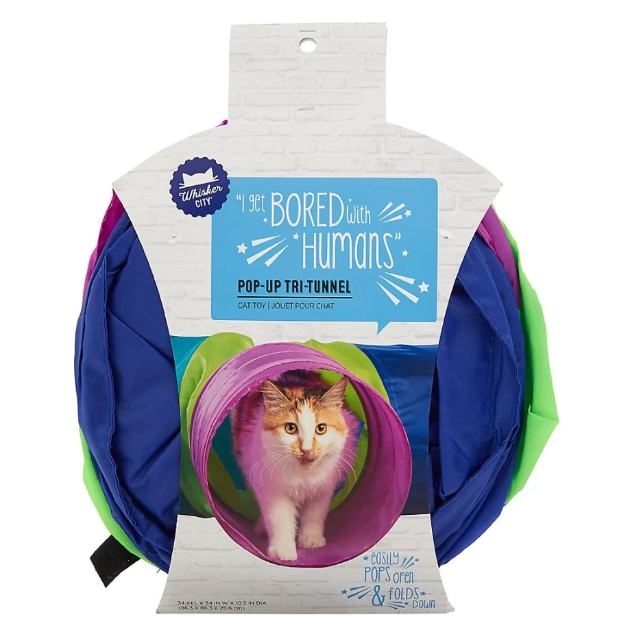 PetSmart Whisker City Interactive Pop-Up Tri-Tunnel Cat Toy for Play & Exercise