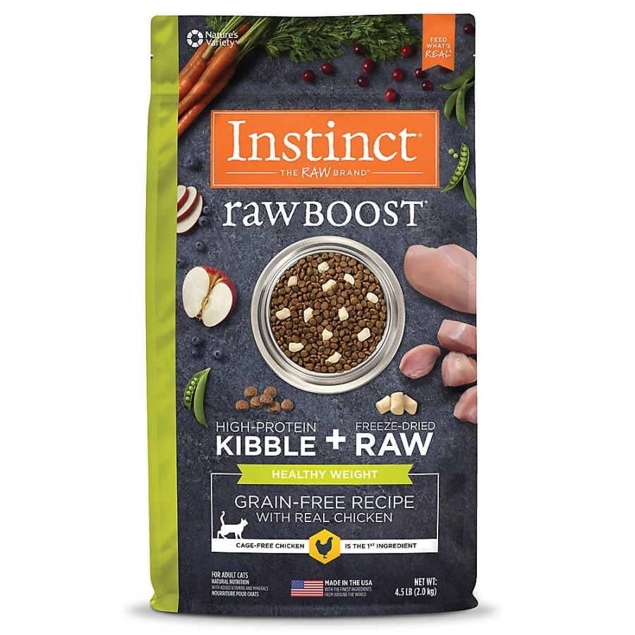 PetSmart Instinct RawBoost Grain-Free Healthy Weight Cat Food with Freeze-Dried Raw Chicken for Optimal Feline Nutrition