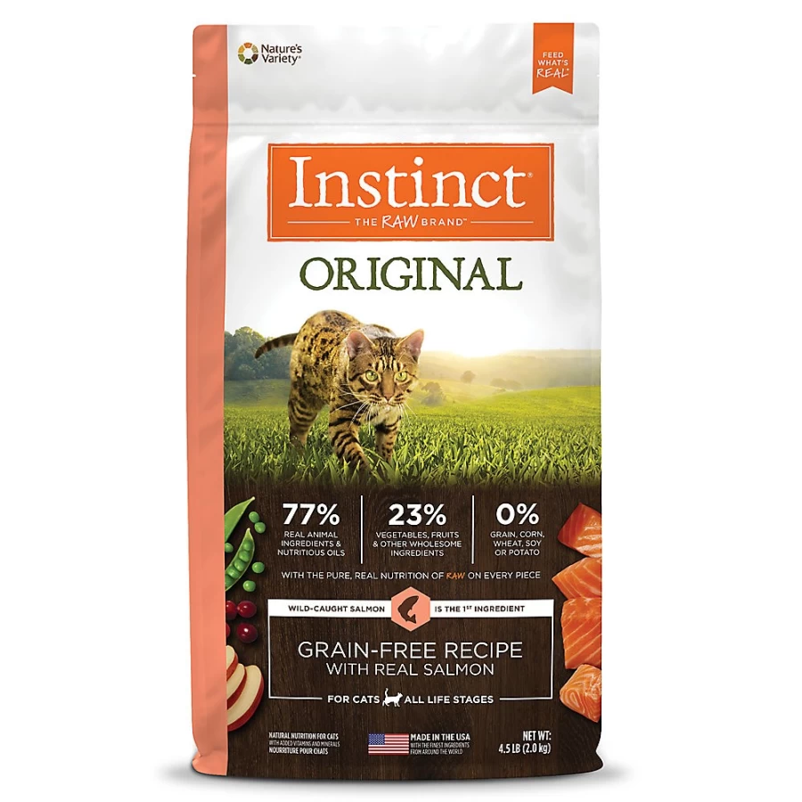 PetSmart Instinct Original Grain-Free Natural Cat Food with Salmon - High Protein Dry Kibble for Adult Cats