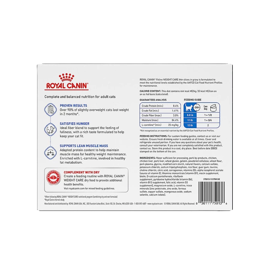 PetSmart Royal Canin Feline Weight Care Thin Slices in Gravy Wet Cat Food for Adults - 3 oz Cans (12-Pack)