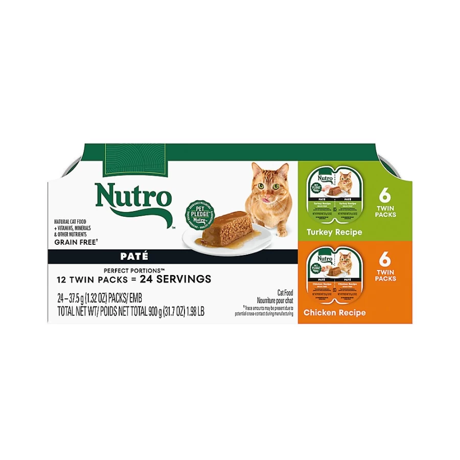 PetSmart Nutro Perfect Portions Grain-Free Wet Cat Food Pate Variety Pack - 12 Count, Adult Cat Nutrition